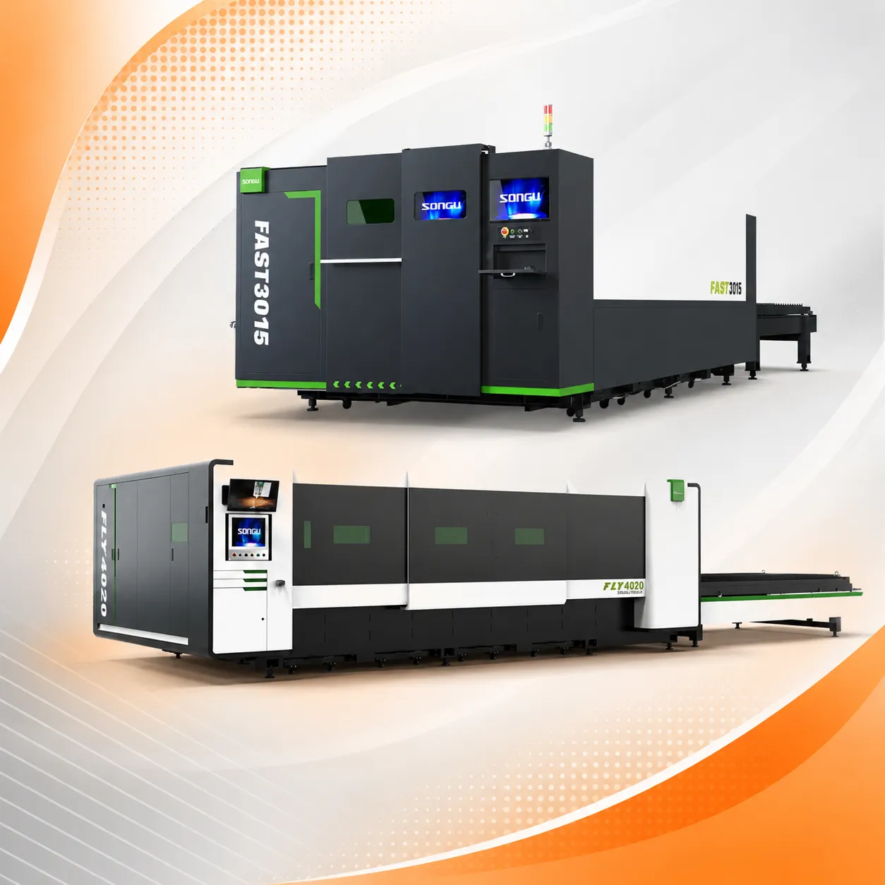 Laser cutting machine at work